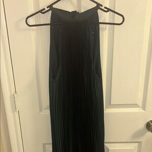 Elegant Deep Forest Green Pleated Dress